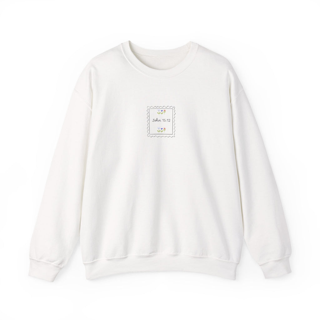 Crewneck Sweatshirt - "Love One Another" John 15:12 Floral Scripture Design