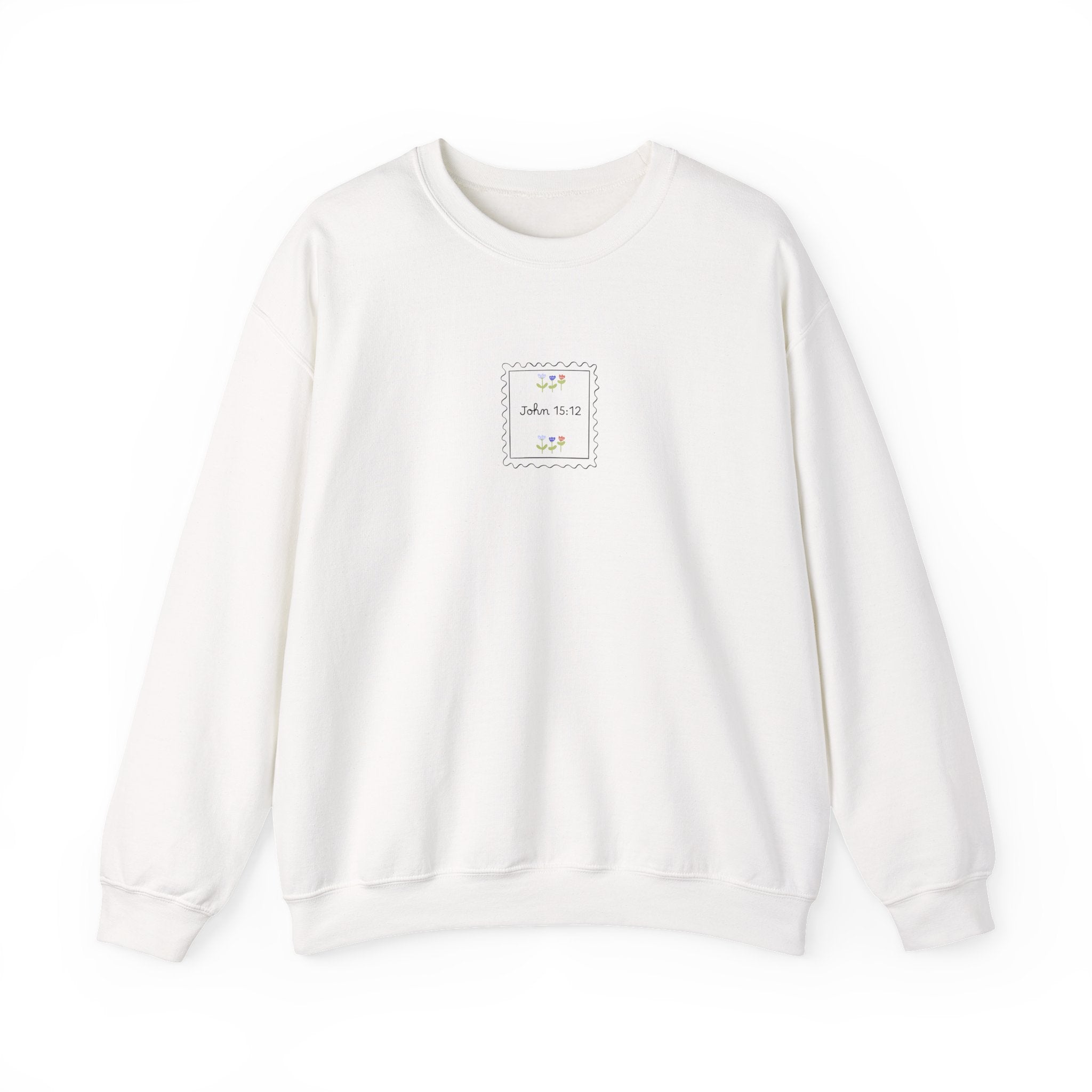 Crewneck Sweatshirt - "Love One Another" John 15:12 Floral Scripture Design