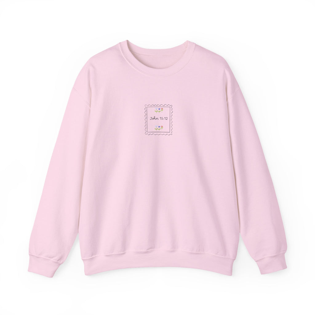 Crewneck Sweatshirt - "Love One Another" John 15:12 Floral Scripture Design